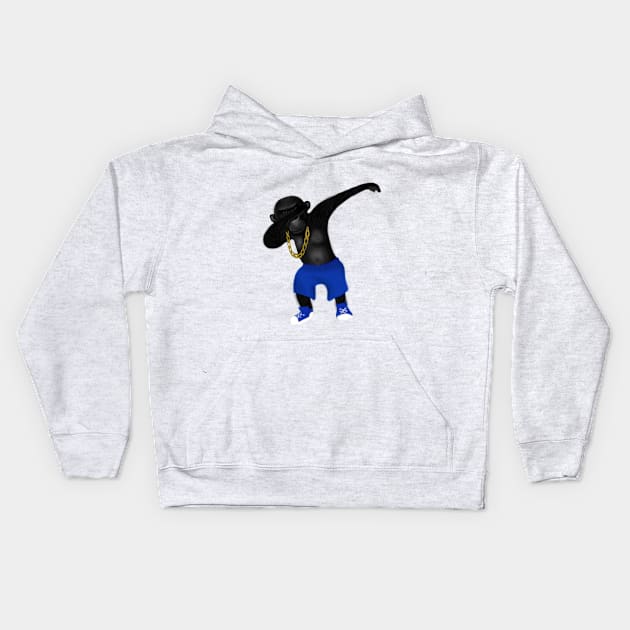 Dancing Dab Cool Chimp Monkey Kids Hoodie by Merchweaver